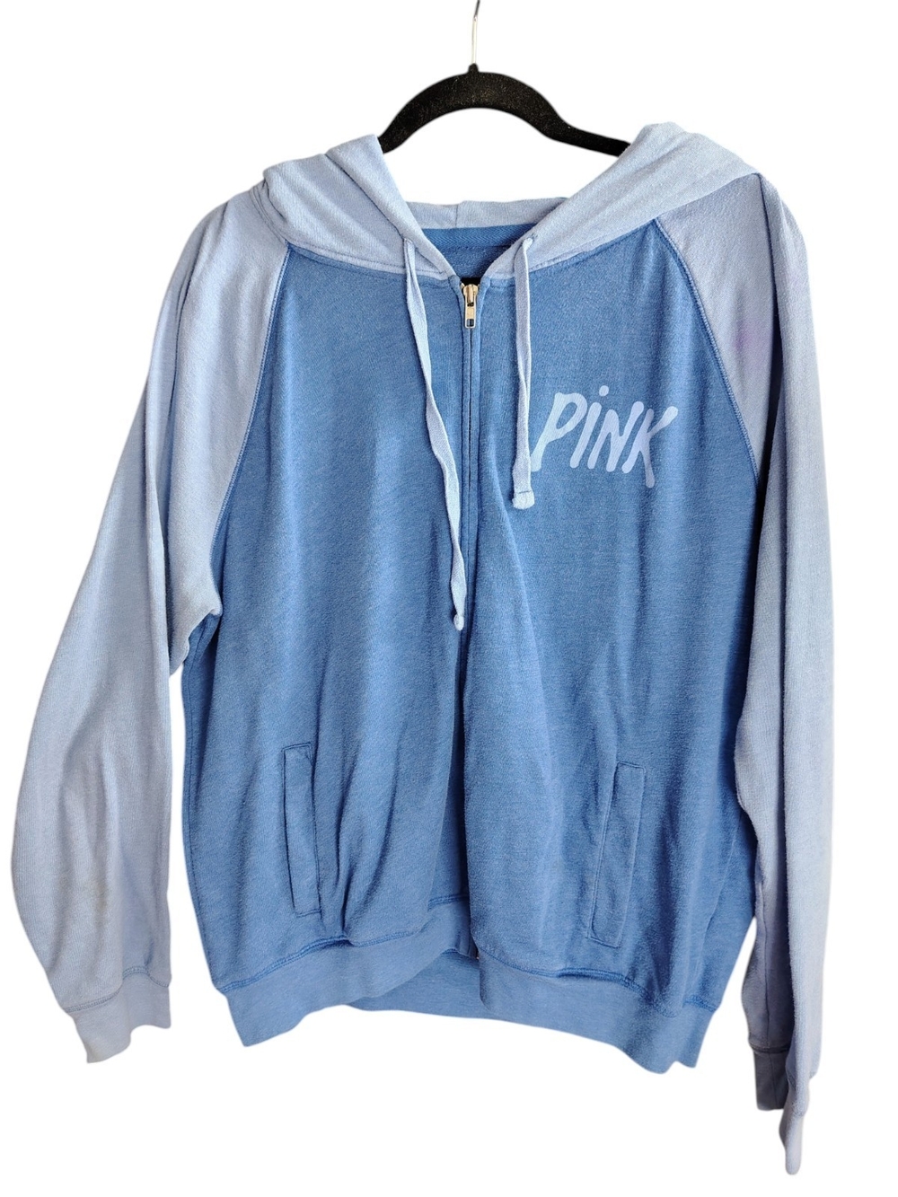PINK Victoria's Secret by Victoria's Secret Light Blue Zip Hoodie Sweater